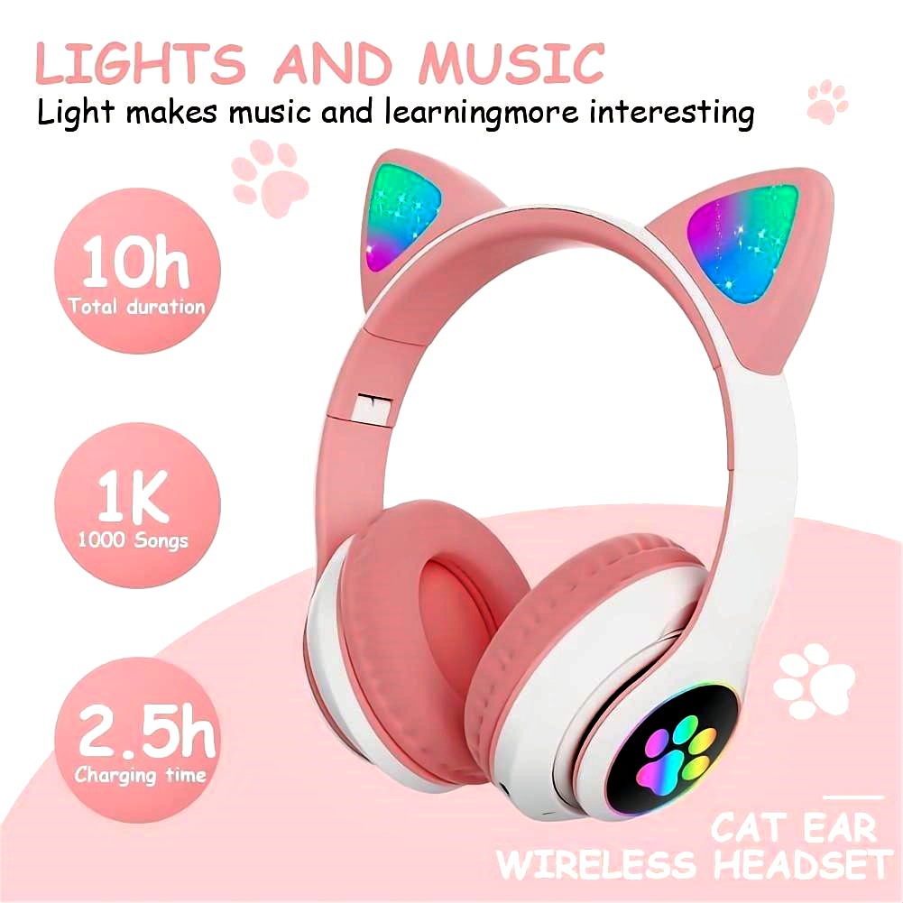 Anc Wireless Over Ear Headphones - STN-28 이어폰 블루투스 5.0 귀여운 고양이