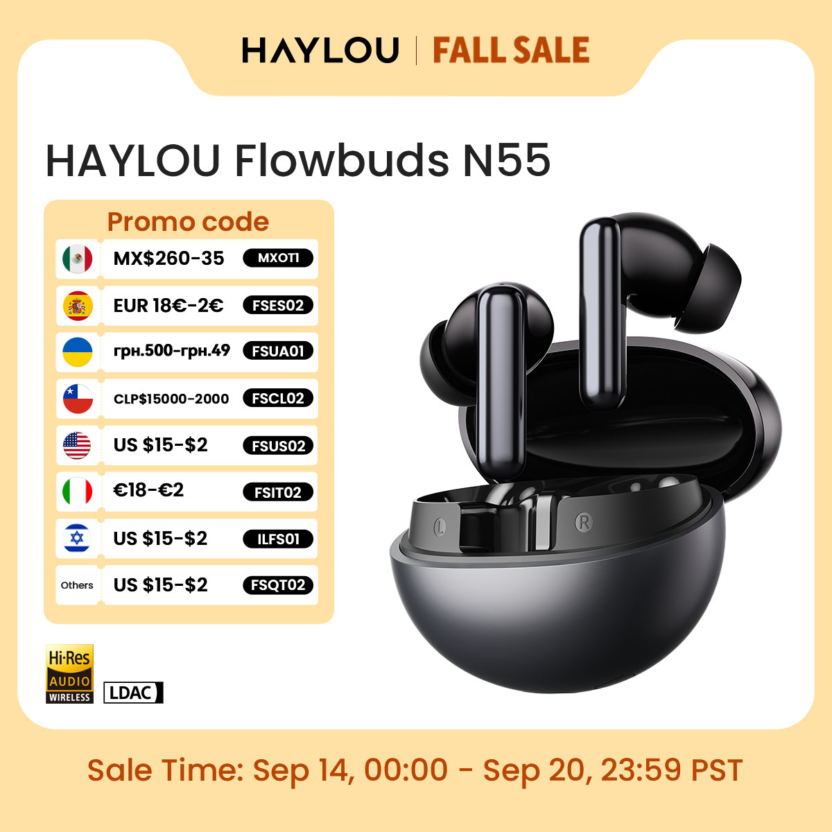 Type C Wired Earphones With Mic - HAYLOU Flowbuds N55 무선 이어버드 54dB