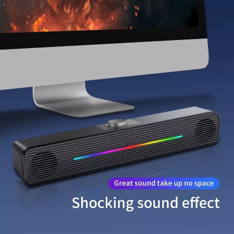 E-1407 도매 RGB 조명 무선 스피커 AUX 지원 - Rgb Computer Soundbar For Pc 리뷰 및 가격