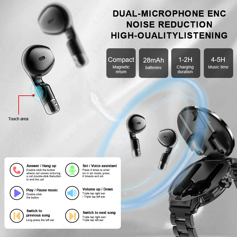 LIGE 새로운 2 in 1 스마트워치 헤드폰 포함 풀 - Tws Earbuds Bluetooth 5.3 리뷰 및 가격